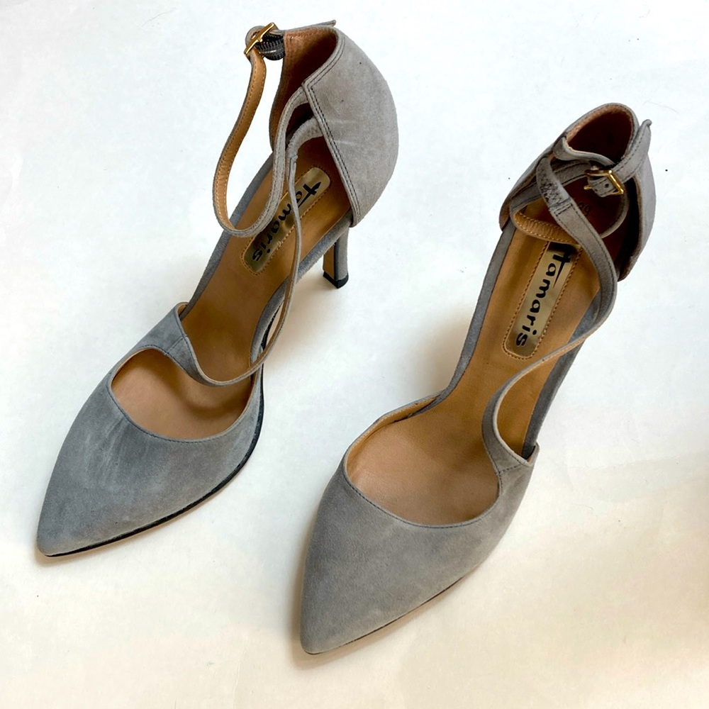 Grey felt high heels 2 inches